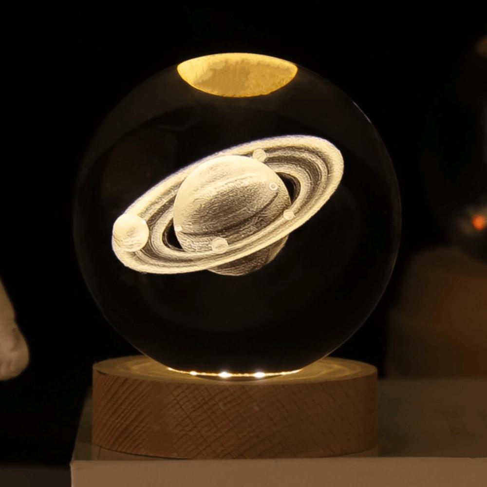 Crafts With LED Stand 3D Crystal Ball Laser Engraved 6cm Universe Gifts Unique 3D Solar System Crystal Ball Night Light