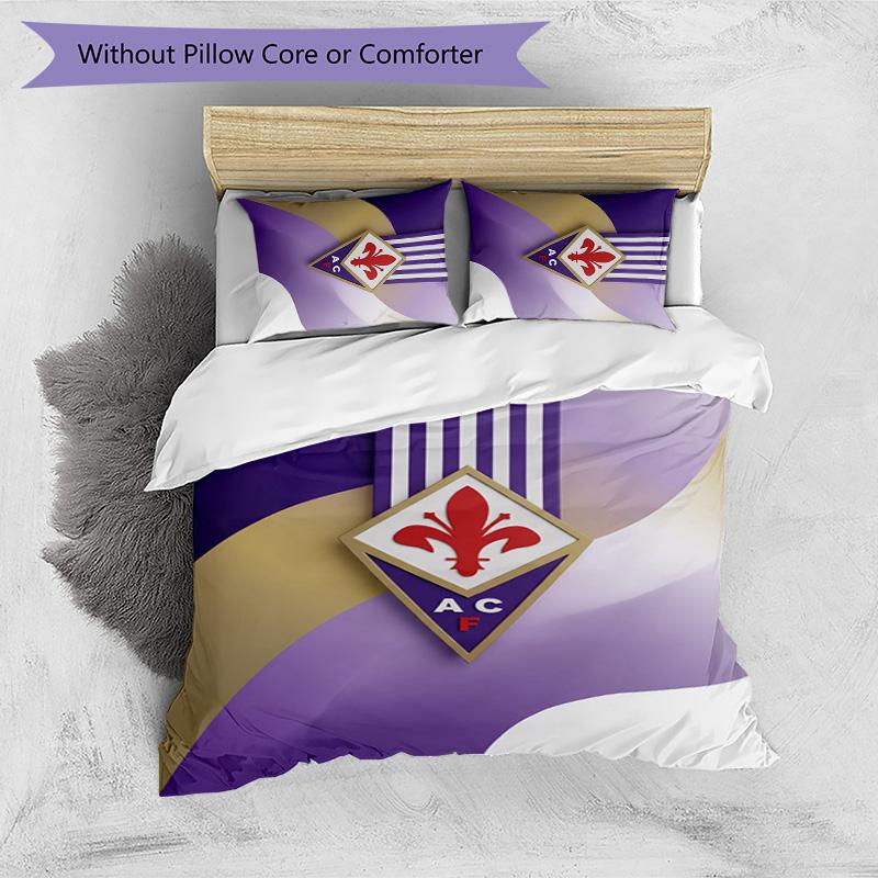 Fiorentina FC Printed 3PCS Bedding Set Breathable Duvet Cover with Pillowcases Decorative Bed Linen for Bedroom Home