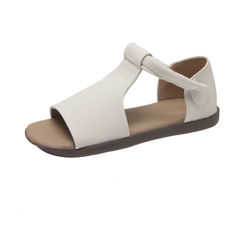 Flat Sandals Women Summer New One Strap Velcro Open Toe Sandals