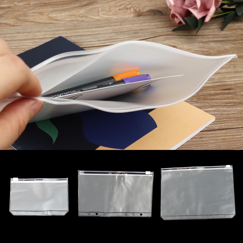 1/5PCS Organization Resealable Loose-leaf PVC Storage Pouch Bag Matte Clear Zip Lock