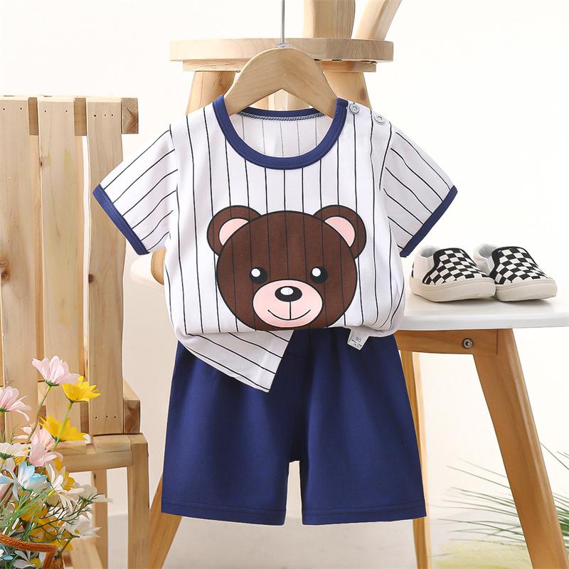 2026 Summer Kids O-Neck Short Sleeve Top Suits Baby Spring Cartoon Short Pant Two-pieces Set Suit for Girl Boy