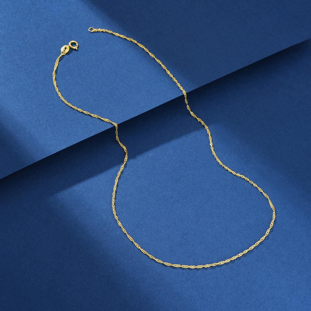 925 Sterling Silver Thin Chain , 1.5mm Singapore Necklace, Twist Chain, Gold-plated,Pendant Assembly Chain