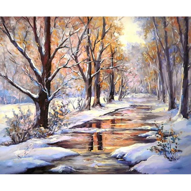 DIY Snow Scenery 5D gyémánt festés teljes kör fúró táj gyémánt hímzés keresztszemes készlet fali művészet lakberendezési ajándék