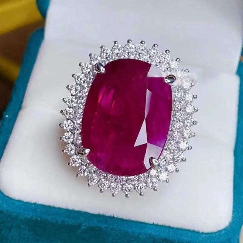 Dámské snubní prsteny s nadsázkou 12karátový Lab Ruby 925 Sterling Silver Šperky Vintage Elegantní Banket Party Prsten se změnou velikosti