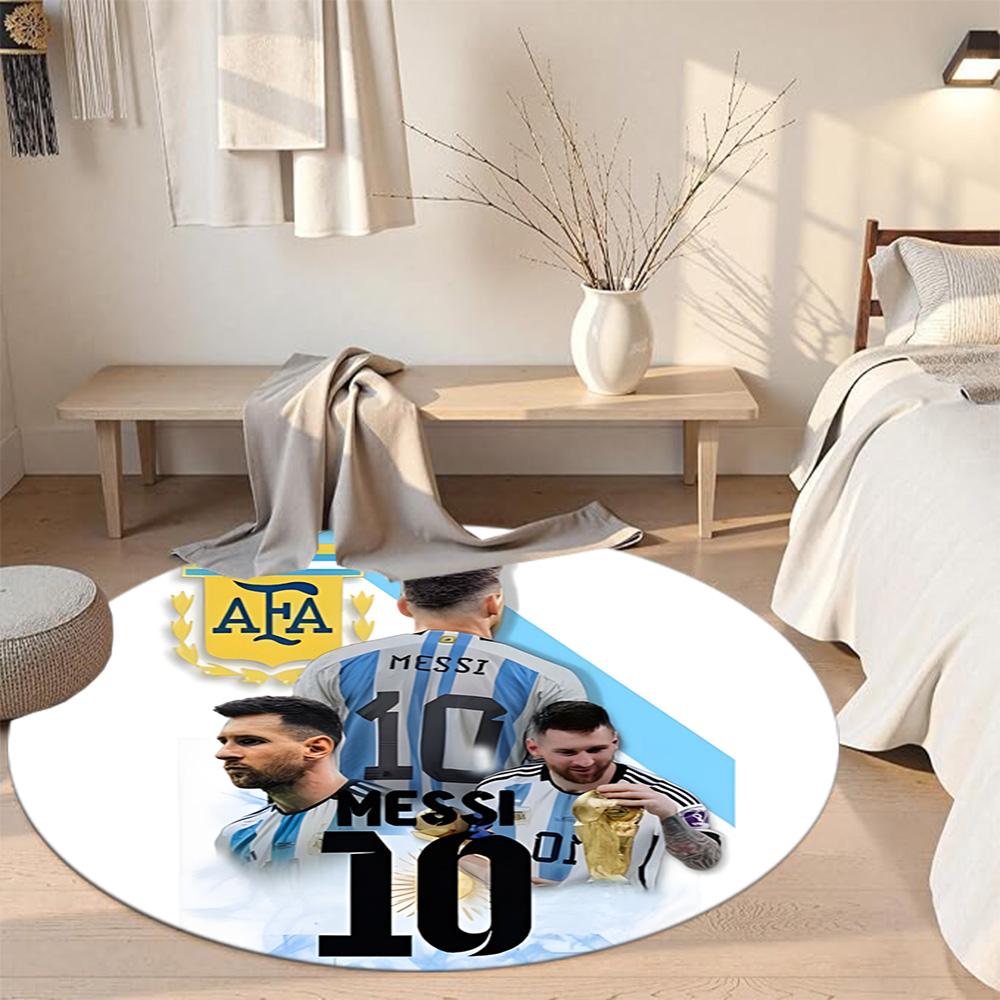 Messi Round Floor Mat Perfect for Outdoor Decorate Room Kitchen Living Rooms Antislip Round Carpet Office Home Decor
