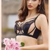 Large Bust-slimming French Bra for Women with Soft Underwire Ultra-thin Lace and Crystal Cups