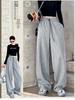 Women's High-Waist Curved Wide-Leg Pants - Korean Spring/Autumn Style, Loose Fit, Age-Reducing, Floor-Length Sweatpants