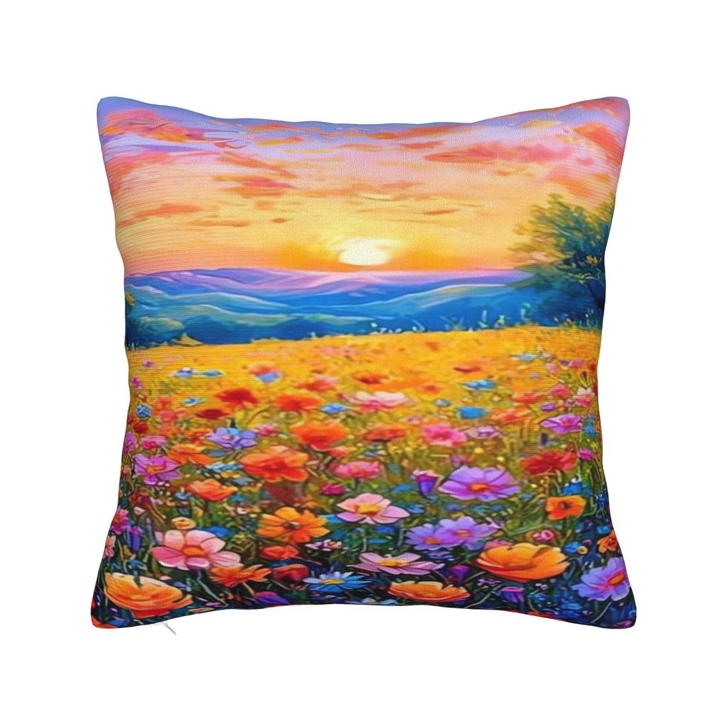 Pink Floral Wall Art Pillow Case Comfy Pillow Cover Kawaii Pillowcases For Living Room Chair
