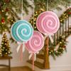 Wreath Garland Colorful Christmas Macaron Lollipop Cartoon Foam Lollipop Branches Bow Hanging Fake Lollipop Models New Year Gift