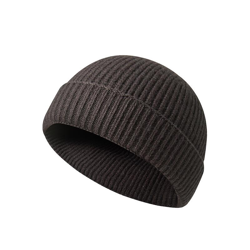 Seamless Double-Fold Knitted Wool Hat for Autumn/Winter Unisex Warm Beanie Hipster Sailor Cap