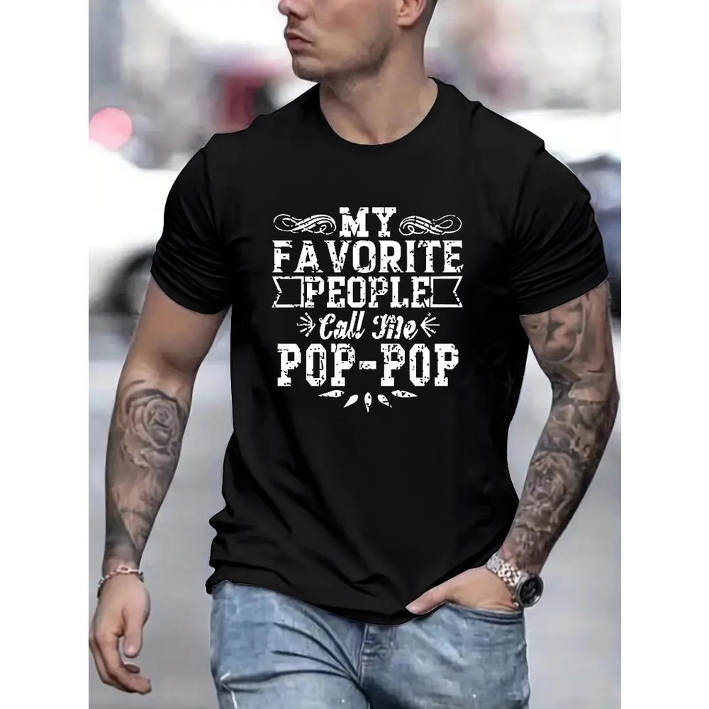 European sizes Pop-pop Print T Shirt, Tees For Men, Casual Short Sleeve T-shirt For Summer