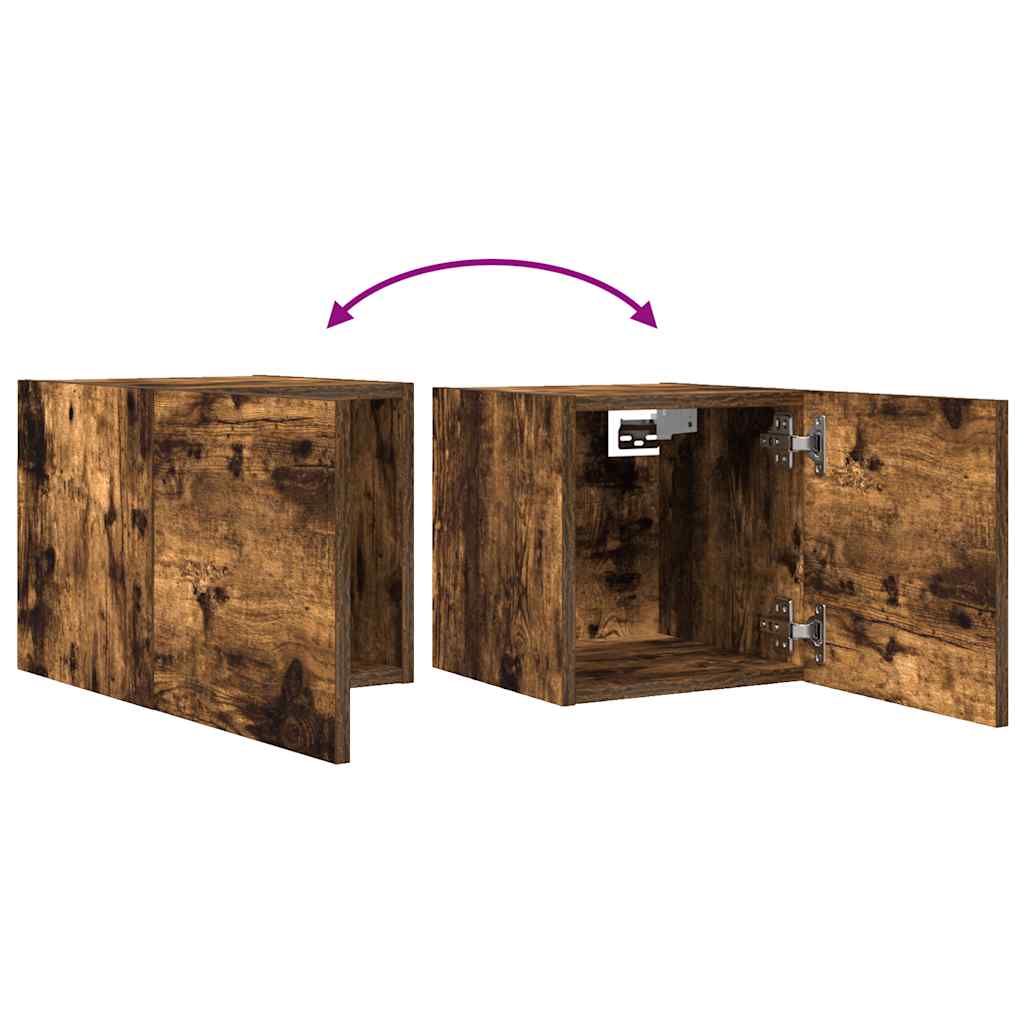 Wall Mounted TV Cabinet Smoked Oak Finish 30.5 X 30 X 30 Cm