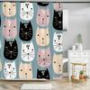 Cat Printed Shower Curtain Cartoon Animal Bath Curtains Bathroom For Bathtub Bathing Cover Shower Curtains with 12 Pcs Hooks