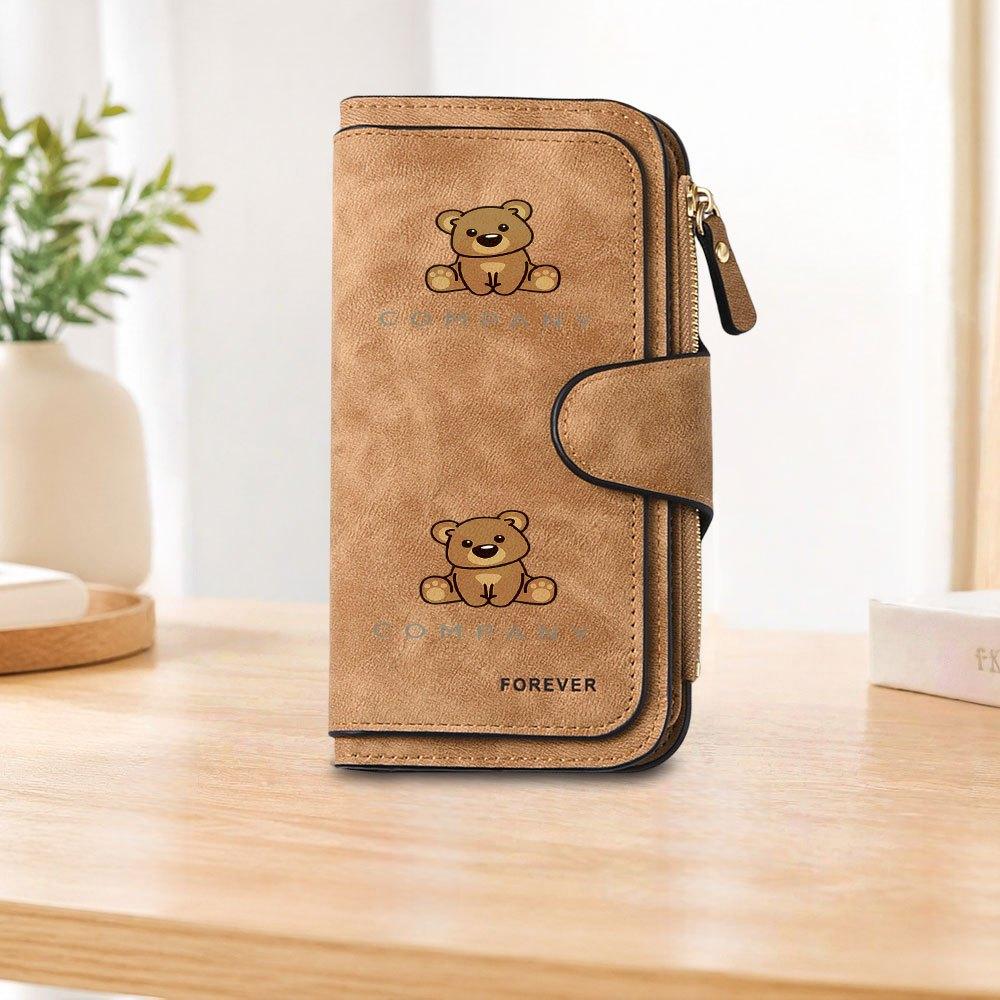 UNTERNEHMEN Little Bear Lange Reißverschluss-Geldbörse, Kartenhalter mit großem Fassungsvermögen, Unisex-Clutch-Tasche, Modische Reißverschluss-Münzbörse, Geeignet für den täglichen Gebrauch, Ein tolles