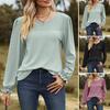 Hauts à manches longues et col rond pour femmes, hauts en maille, couleur unie, respirants, manches bouffantes, t-shirts décontractés, usage quotidien