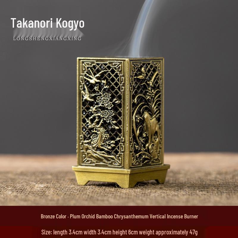 Xiangyun Lotus Incense Burner: Mini Three-Legged Copper Aromatherapy with Porous Boshan Design