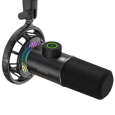 FIFINE USB Dynamisk Mikrofon DatorMikrofon PlayStation Mikrofon Enriktad Hörlursutgångsterminal Spel RGB-belysning Enknapps-tystnad