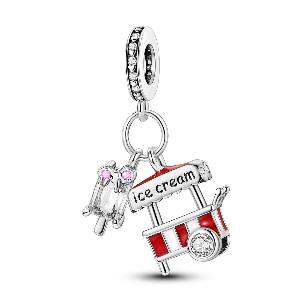 Brand New Food Fruit Dessert Charm Bead Components Compatible With Pendant Bead Component Authentic Original Bracelets Copper Metal Cake Strawberry