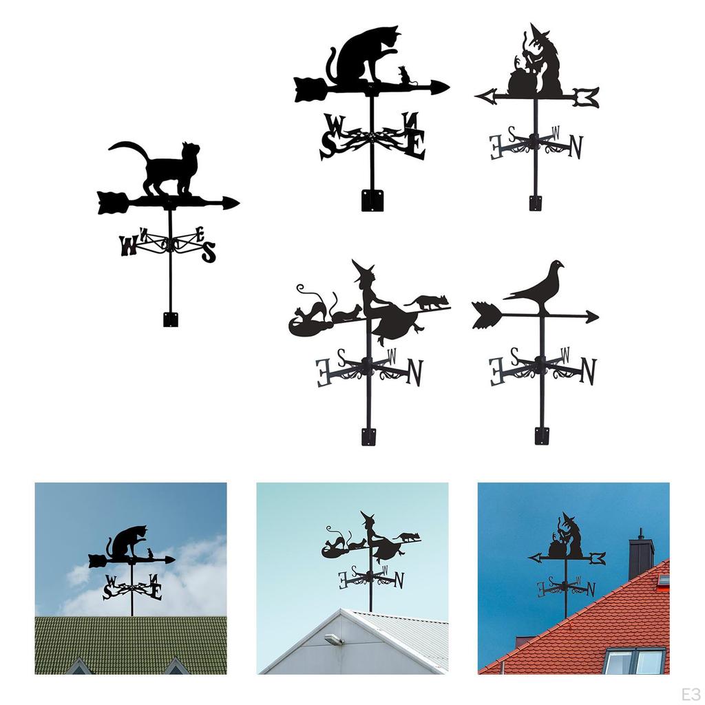 Black Wrought Iron Weathervane Direction Indicator Farm Scene Classic Weather Vane Outdoor for