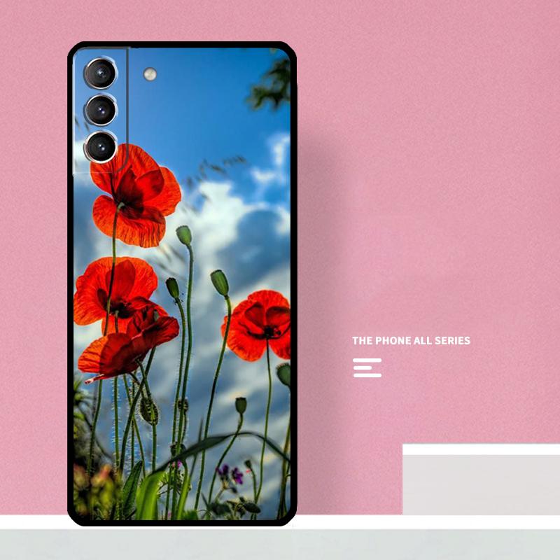 Poppy Flower Bloom Phone Case For Samsung Galaxy S25 S26 Ultra S20 S21 S22 S23 S24 S10 Plus S25 FE Cover Coque