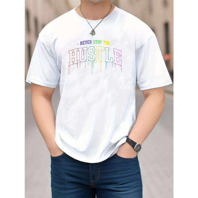 Europäische Größen Herren Lässig Trendig Buchstaben Grafikdruck Bequem Rundhals Kurzarm T-Shirts, Sommer Oberteile