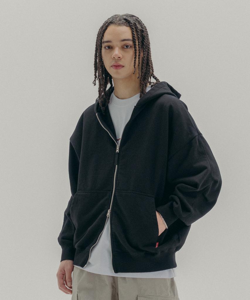 Psshopper Small Logo Washed Zip-Up Hoodie [Black]