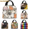 Isolierte Lunchtasche Thermisch Lustige Cartoon-Katzen Tragetaschen Kühltasche Picknick Essen Lunchbox Tasche Für Kinder Frauen Mädchen Männer Kinder