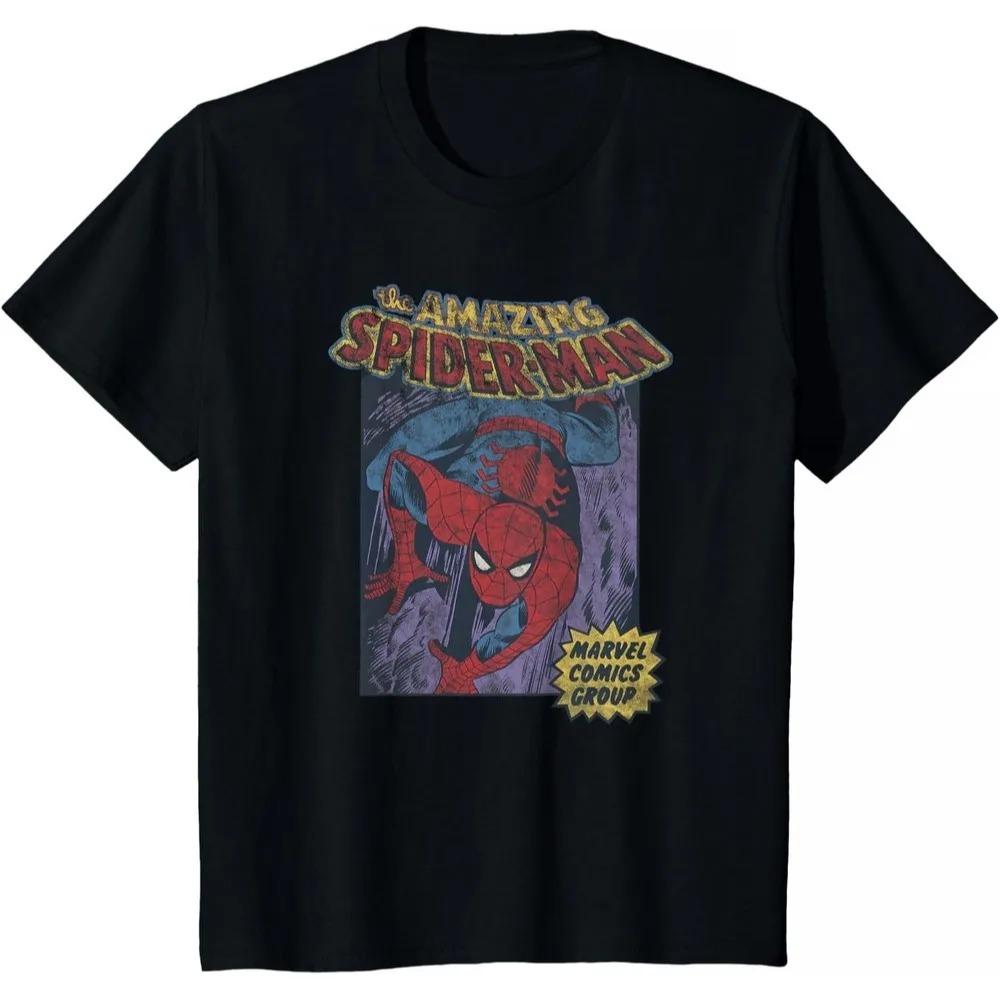 Marvel The Amazing Spider-Man Vintage Comic Cover Graphic T-Shirt, Retro Marvel Comics Group Style Tee, Unisex Superhero Casual Top