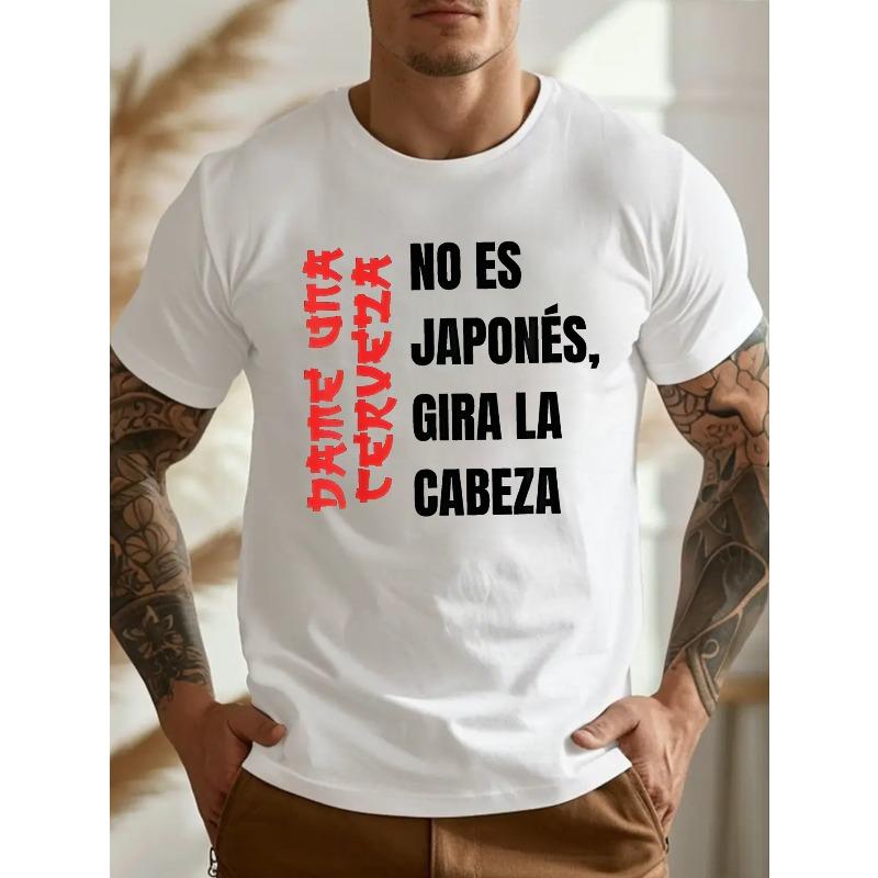 Übergrößen Herren T-Shirt mit einem lustigen spanischen Design, Rundhalsausschnitt, Lockere Passform, Oversized, Cool, Lässig und Modisch