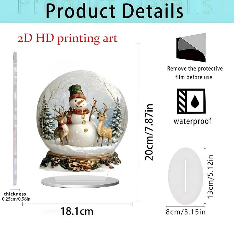2D Acrylic Santa Claus Tabletop Decoration With Base 2026 Xmas Navidad Party Supply