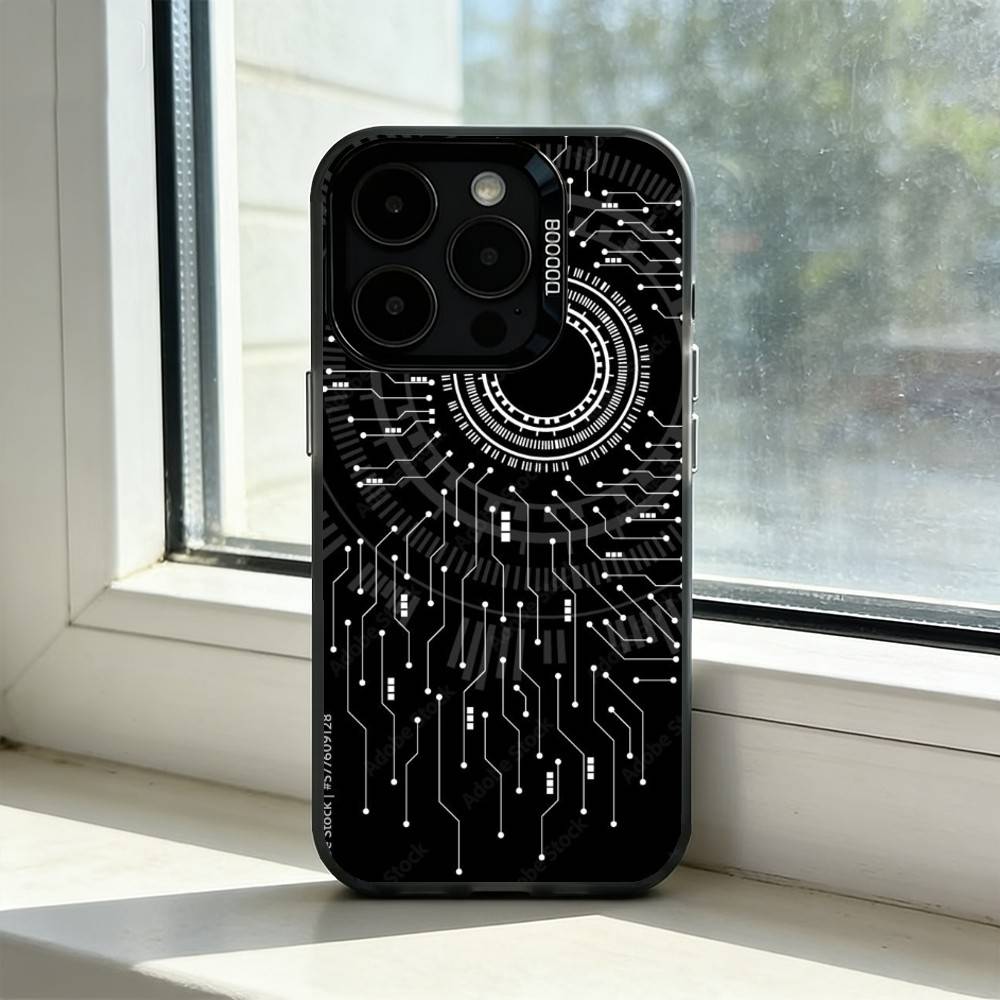 Inside Circuit B-Board Phone Case For iPhone 17,16,15,14,13,12,11 Plus,Pro Max,XS,Colorful Silver Black Cover