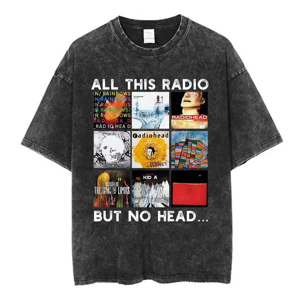 New Arrival Mens Clothes Tee Shirt T-Shirts Tshirt for Women Ropa Hombre Rock Band Radiohead The Bend Funny Cat Vintage Washed