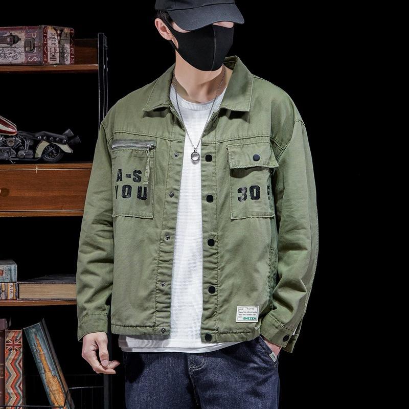 Men Workwear Long Sleeve Shirts Cotton Casual Loose Handsome Versatile Male Cargo Washed Big Pocket Woven Shirt Jackets
