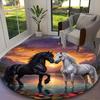 1pc Majestic Desert Goat Printed Chair Rug for Home Office Use, Living Room Kitchen Game Room Round Carpet