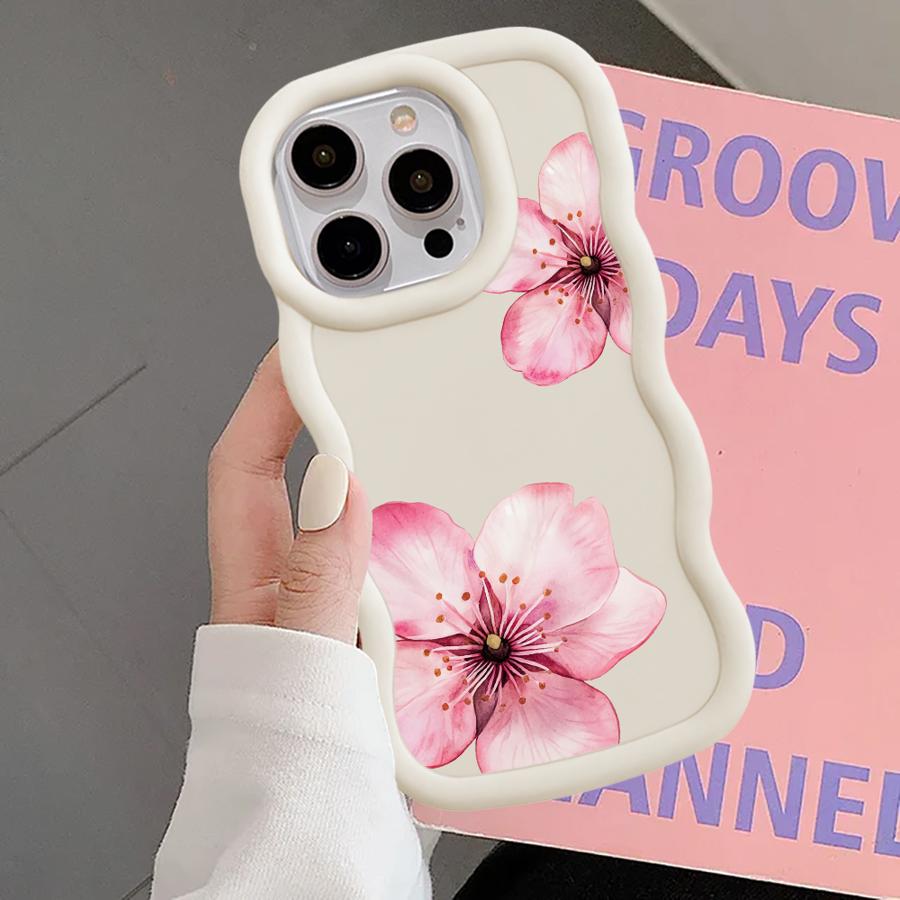 Pink Flower Soft Phone Cover Case for iPhone 18 17 Air 12 13 11 14 XR 15 Plus 16 Pro Max 8