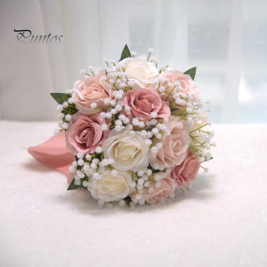 Bridal Bouquet Outdoor Wedding Bridesmaid Bouquet Artificial Rose Flowers for Wedding Ceremony Bridesmaids Anniversary Decor
