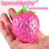 Squishy Glitter Strawberry Stress Suagr Balls, Cute Sensory Fruit Squishy Toys for Kids Gift, Squeeze Toys for Anxiety Relief