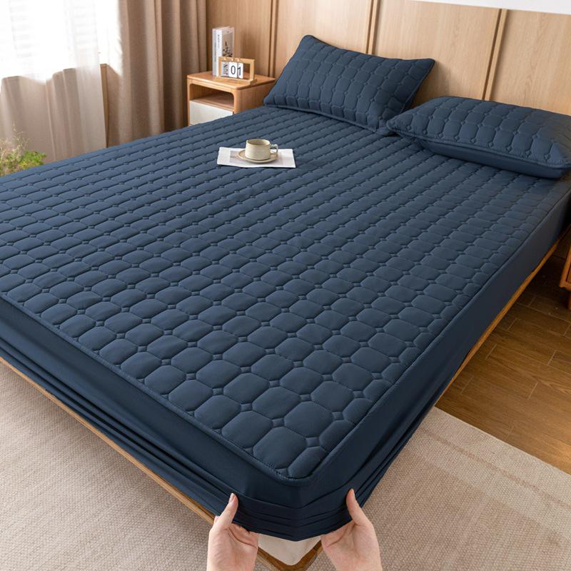 Couvre-lit matelassé et protège-matelas en coton brossé épais