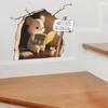 Wall Sticker 3D Mouse Hole Self-Adhesive Strong Stickiness Wall Decal Waterproof Removable Mouse Reading Book Wall Sticker