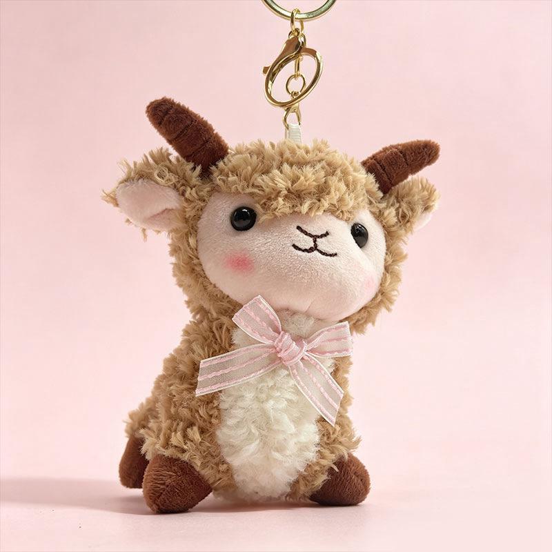 1 Pcs 12Cm Fluffy Soft Sheep Stuffed Little Bag Decro Keychain Year Mascot Birthday Gifts Bag Charm