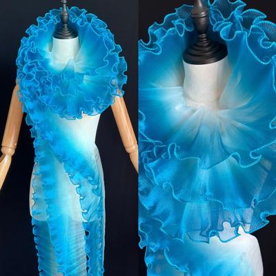 2 Yard Flounce Wave Lace Fabric 12cm Wide Fashion Pleat Mesh Organza Gradient Color Ruffle Dress Accessories