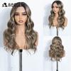 NOBLE Synthetic Lace Front Wig 20 Inch 6X4 Dark Brown Body Wave Natural Hairline Heat Resistant For Brazilian Women Lace Wig