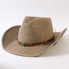 Beliebter europäischer und amerikanischer klassischer Strohgeflecht Western-Cowboyhut für Herren und Damen Outdoor-Mode OL-Stil Geflochtener Zylinder