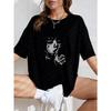 White Oversized T-Shirt With Abstract Print For Casual Wear