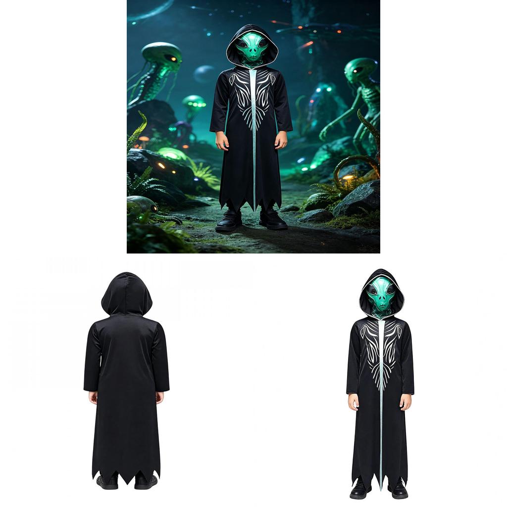 Alien Shadow Costume For Kids With Printed Design For Halloween Stage Performance