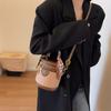 Elegant Bucket Style Handbag For Women 2023 New Autumn Winter High-quality Weave Texture Single Shoulder Crossbody Bag