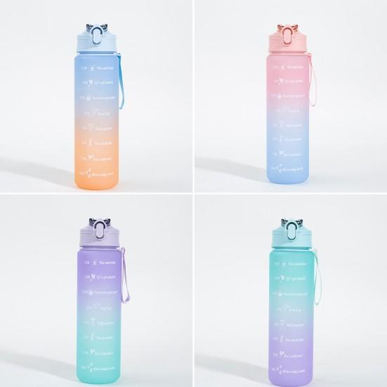 750ml Drinking Bottle Gradient Large Capacity Leak-proof Ins Style Traveling Straw Design Drinking Jug Daily Use
