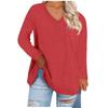 Women's Large Top Round Neck Loose And Comfortable Solid Long Sleeve T-shirt Casual