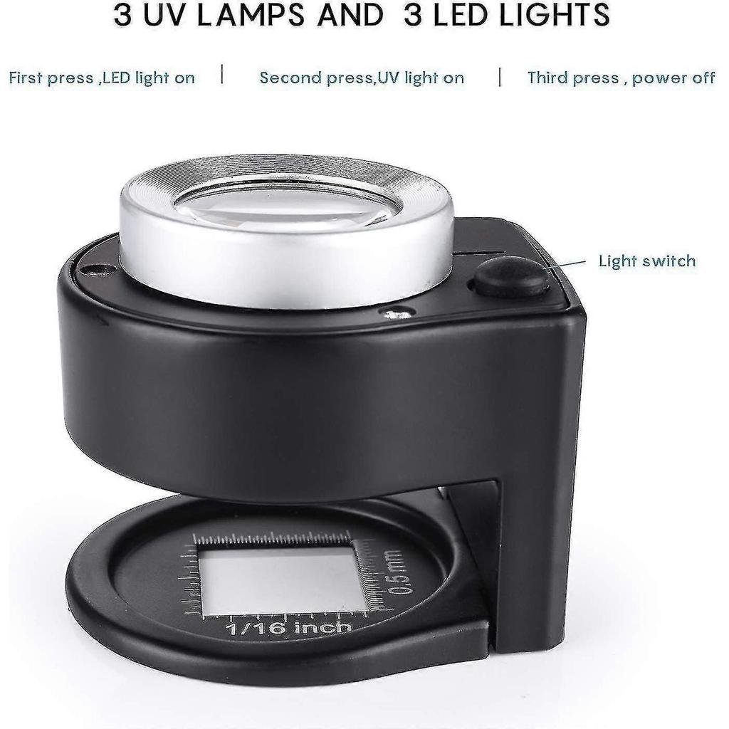 30X Vergrootglas USB Oplaadbaar 6 Lichten Draagbaar Metalen Oog Vergrootglas Naaien Vergrootglas voor Textiel Optisch Sieraden Gereedschap Munten minder