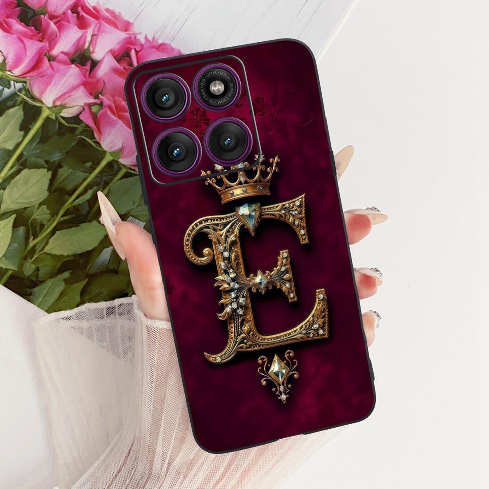 For Motorola Edge 60 Pro Case Silicone Luxury Crown A-Z Letters 2D Painted Soft Casing For Motorola Edge 60Pro XT2507-1 Cover